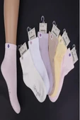 3'lü Kız Çocuk Basic Lila Sarı Beyaz Soket Çorap - 1