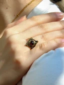 Doğal Taş Garnet Minimal Doğal Taşlı Kadın Antik Ayarlanabilir Yüzük euy58g thumbnail 2