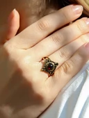 Doğal Taş Garnet Minimal Doğal Taşlı Kadın Antik Ayarlanabilir Yüzük euy58g thumbnail 1