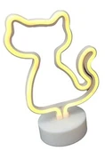 Neon Işıklı Kedi Lamba USB+Pil Dekoratif Aydınlatma - 2