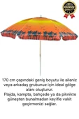Dayanıklı Katlanabilir Fiber Tel Büyük Boy 170cm Deniz Bahçe Balkon Piknik Kamp Güneş Plaj Şemsiyesi thumbnail 2