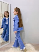 MODAVALS FİYONK DETAYLI İSPANYOL PAÇA KOT PANTOLON & KOT CEKET & BADİ KIZ ÇOCUK KOMBİN - 9