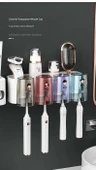 Duvara Monte Diş Fırçası Tutucu Seti - 4 Bardaklı - Otomatik Diş Macunu Sıkıcılı thumbnail 12