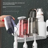 Duvara Monte Diş Fırçası Tutucu Seti - 4 Bardaklı - Otomatik Diş Macunu Sıkıcılı thumbnail 3