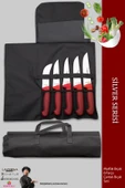Lazbisa Silver Serisi Çantalı 5 Li Mutfak Bıçak Seti Gastronomi Mutfak Bıçak Seti ( Mft-254) thumbnail 1
