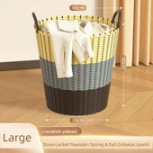 Rattan Çamaşır Sepeti Büyük Boy 42cm - Huş Sarısı (3 Kişilik) thumbnail 1