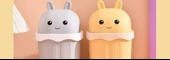 Mini Masaüstü Çöp Kovası - Kapaklı - Yeşil Tavşan - Kalınlaştırılmış, Basınca ve Düşmeye Dayanıklı thumbnail 10