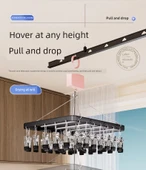 Ayarlanabilir Balkon Tipi Alüminyum Çamaşır Kurutma Askısı - [Kaldırılabilir] 26 Klipsli - Gümüş thumbnail 11