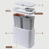 Çift Bölmeli Çay Kovası - Çöp Kovası + 5 Rulo Çöp Torbası thumbnail 4