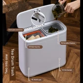 Çift Bölmeli Çay Kovası - Çöp Kovası + 5 Rulo Çöp Torbası thumbnail 2