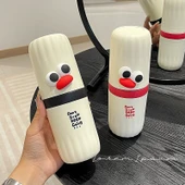 Seyahat Tipi Ağız Çalkalama Kabı - Açık Gri + Yama Desenli Çift Kullanımlı thumbnail 3