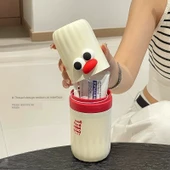 Seyahat Tipi Ağız Çalkalama Kabı - Açık Gri + Yama Desenli Çift Kullanımlı thumbnail 5