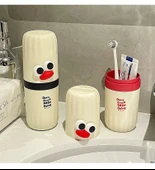 Seyahat Tipi Ağız Çalkalama Kabı - Açık Gri + Yama Desenli Çift Kullanımlı thumbnail 12