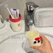 Seyahat Tipi Ağız Çalkalama Kabı - Açık Gri + Yama Desenli Çift Kullanımlı thumbnail 4