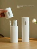 Seyahat Tipi Yıkama Kabı ve Diş Fırçası Tutucu - Süt Beyaz + Taşınabilir Sabun Kutusu thumbnail 2