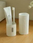 Seyahat Tipi Yıkama Kabı ve Diş Fırçası Tutucu - Süt Mavi thumbnail 4