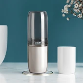 Seyahat Tipi Taşınabilir Diş Fırçası Saklama Kabı - İs Rengi - Dört Bardak thumbnail 1