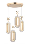 Nova Lighting Modern Ledli 4'lü Gold 3 Renk Kristal Taşlı Avize - 4