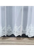 Lviv Etek Nakışlı Keten Modern Sade 2Kat Pileli Tül Perde - 4