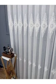 Nakışlı Kort Damask Salon Model Tarz Tasarım Opitima Exculusive 1e3Kat Pileli Tül Perde - 4