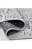 İskandinav Desen Açık Gri Renkli Makinada Yıkana Bilir Şönil Kilim Kaymaz Taban Makina Halısı - 6