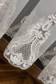 Kort Damask Işlemeli Exculusive Işleme Salon Ipek Tül Perdesi 1e 3kat Pileli Tül - 3