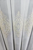 Gold Altın Orta İstanbul Damask  İşlemeli Salon Model Tasarım 3Kat Pileli Tül perde - 4