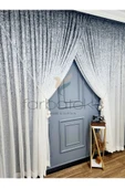Yeni Tasarım Üst Renkli Gri Antrasit Füme Serpinti Yalancı Kruvaze Tül Perde thumbnail 3