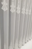 Trend Zemin Ttm Damask Isleme Salon Tül Perdesi Kırışmaz Ütü Istemez 1e 3kat Pileli Tül - 5