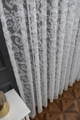 Klasik Şal Desen Kırık Beyaz Renk Desen Tasarım 2 Kat Pileli Tül Perde - 2