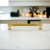 Mobilya Çekmece Mutfak Dolabı Dolap Kulpları Kulbu Kulpu Gold Altın Metal Kulp 160 mm - 16 cm thumbnail 2