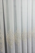 Gold Altın Orta İstanbul Damask  İşlemeli Salon Model Tasarım 3Kat Pileli Tül perde - 5