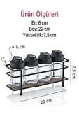 Ahşap Tabanlı Metal Baharatlık Standı- Baharatlık Düzenleyici Organizer - 2