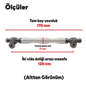 Gerçek Lüks Porselen Mobilya Mutfak Çekmece Dolap Dolabı Kulpu Kulbu (128 MM-12.8 CM) Sedef Füme thumbnail 3