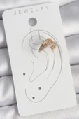 Pirinç Gold Renk Zirkon Taşlı 3'Lü Sıralı Model Kadın Kıkırdak Küpe - EBJ250522W34199 thumbnail 2