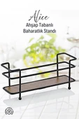Ahşap Tabanlı Metal Baharatlık Standı- Baharatlık Düzenleyici Organizer - 1