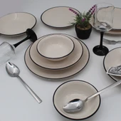 Anka 24 Parça 6 Kişilik Yemek Takımı - Siyah File - 1