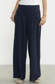 Volanlı Bol Kesim Krep Pantolon - Lacivert thumbnail 3