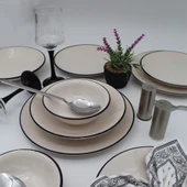 Anka 24 Parça 6 Kişilik Yemek Takımı - Siyah File - 2