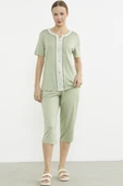 Çizgi Detaylı Kapri Penye Takım - Yeşil thumbnail 3