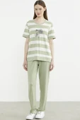 Rahat Kalıp Çizgili Pantolon Takım - Yeşil thumbnail 1