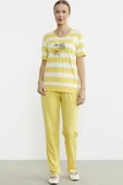 Rahat Kalıp Çizgili Pantolon Takım - Sarı thumbnail 1