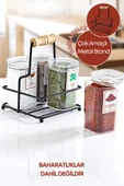 Çok Amaçlı Ahşap Kulplu Metal Stand Düzenleyici Organizer -Baharatlık- Sosluk-Makyaj Düzenleyici - 1