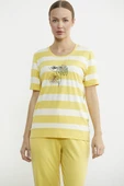 Rahat Kalıp Çizgili Pantolon Takım - Sarı thumbnail 4