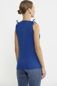 Nakış Detaylı Kolsuz Bluz - Saks - 5