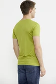 V Yaka Basic Kısa Kol Tişört - Yeşil thumbnail 5