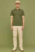 Detaylı Polo Yaka Kısa Kol Tişört - Açık Yeşil thumbnail 2