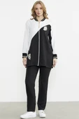 Fermuar Kapamalı Nakışlı Tunik Takım - Siyah thumbnail 3