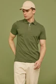 Detaylı Polo Yaka Kısa Kol Tişört - Açık Yeşil thumbnail 3