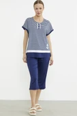 Marine Çizgili Kapri Penye Takım - Lacivert thumbnail 1